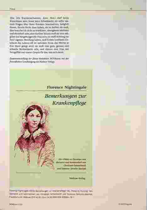 Vorschauseite 5: „Kein Hohn ist so hohl wie die Ratschläge, mit denen die Kranken überschüttet werden.“ Zum 200. Geburtstag von Florence Nightingale.