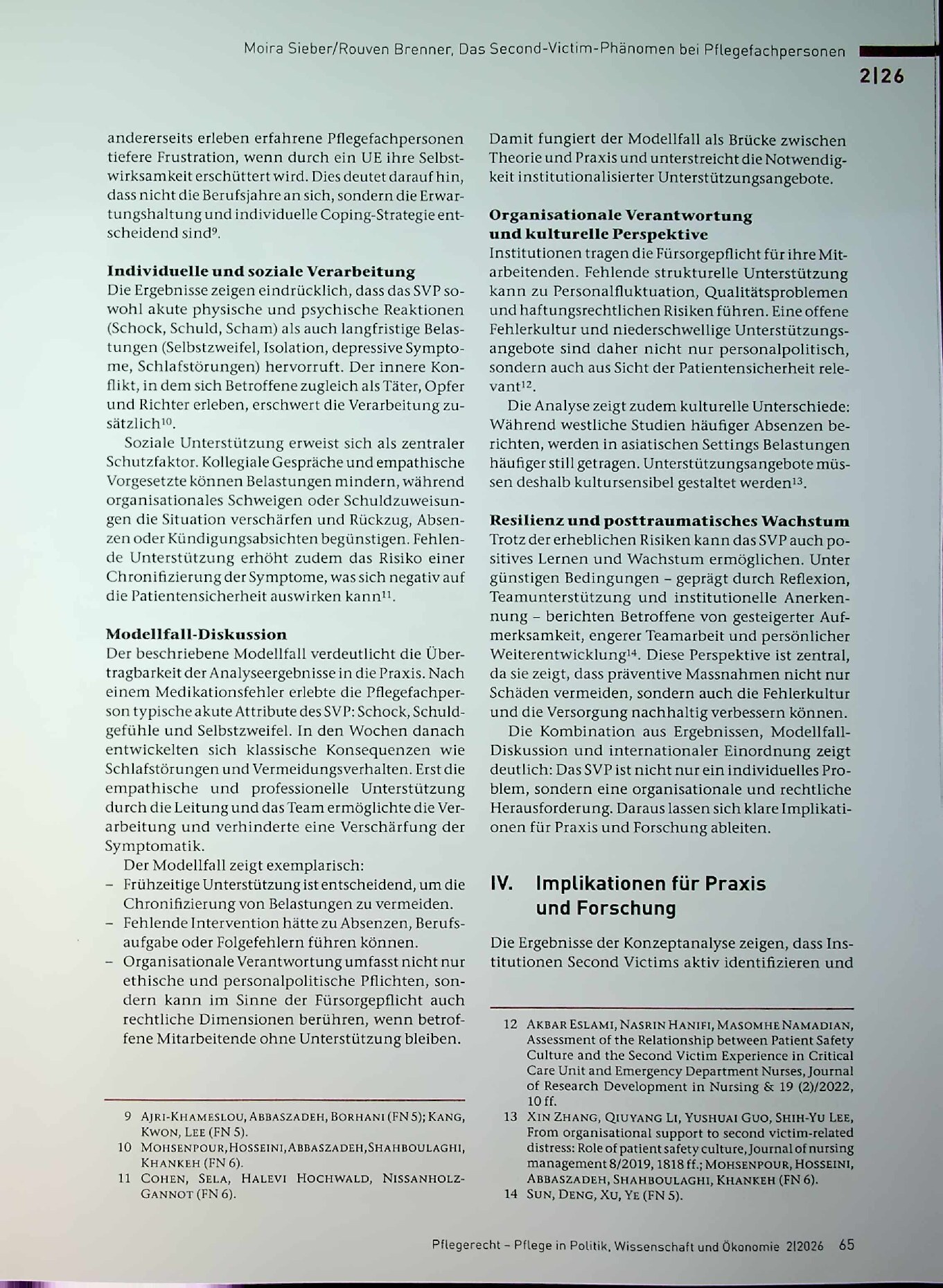 Vorschauseite 4: Das Second-Victim-Phänomen bei Pflegefachpersonen – eine Konzeptanalyse mit Implikationen für Praxis und Forschung