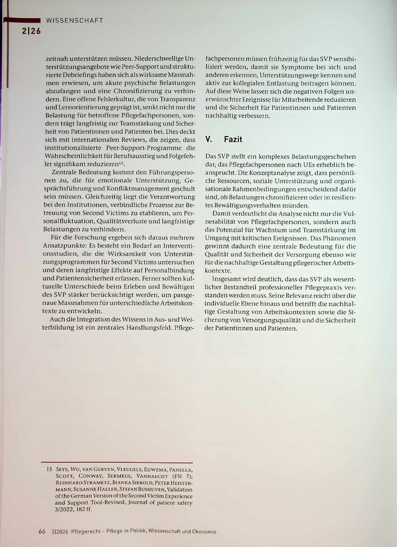 Vorschauseite 5: Das Second-Victim-Phänomen bei Pflegefachpersonen – eine Konzeptanalyse mit Implikationen für Praxis und Forschung