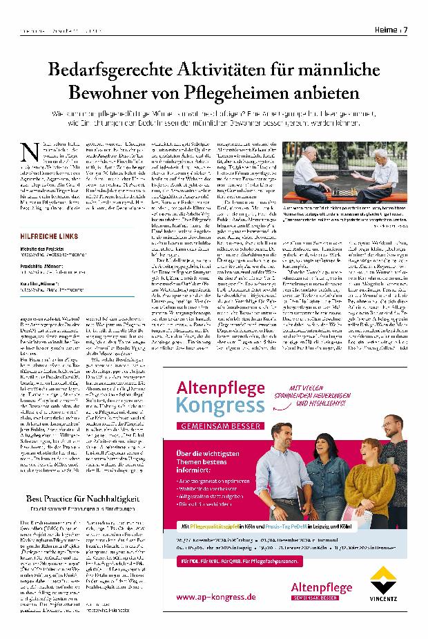 Vorschauseite 1: Bedarfsgerechte Aktivitäten für männliche Bewohner von Pflegeheimen anbieten.