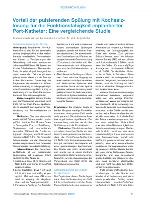 Vorschauseite 1: Vorteil der pulsierenden Spülung mit Kochsalzlösung für die Funktionsfähigkeit implantierter Port-Katheter: Eine vergleichende Studie