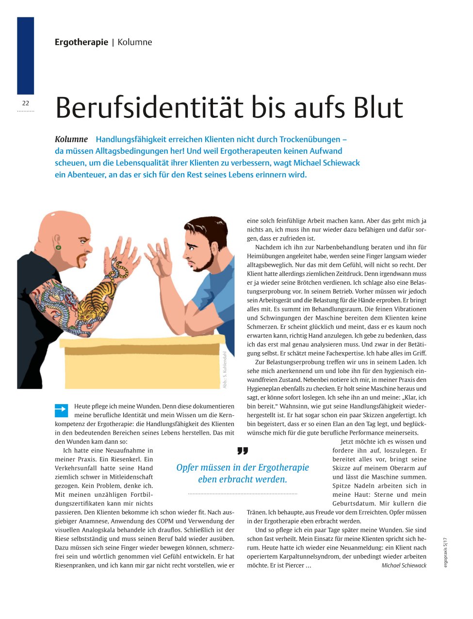Vorschauseite 1: Kolumne ? Berufsidentität bis aufs Blut