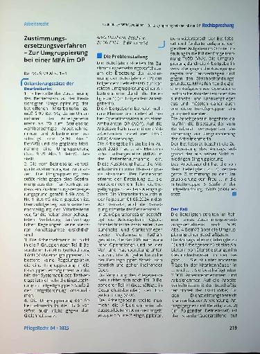 Vorschauseite 1: Zustimmungs ersetzungsverfahren - Zur Umgruppierung bei einer MFA im OP