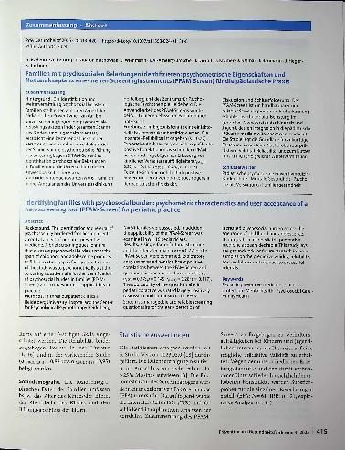 Vorschauseite 3: Familien mit psychosozialen Belastungen identifizieren: psychometrische Eigenschaften und Nutzerakzeptanz eines neuen Screeninginstruments (PFAM-Screen) für die pädiatrische Praxis