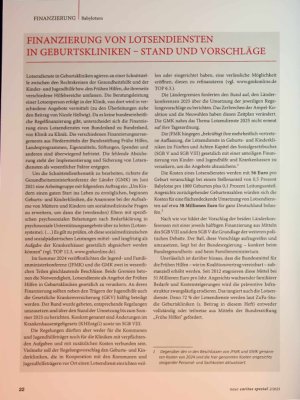 Vorschauseite 1: Finanzierung von Lotsendiensten in Geburtskliniken. - Stand und Vorschläge