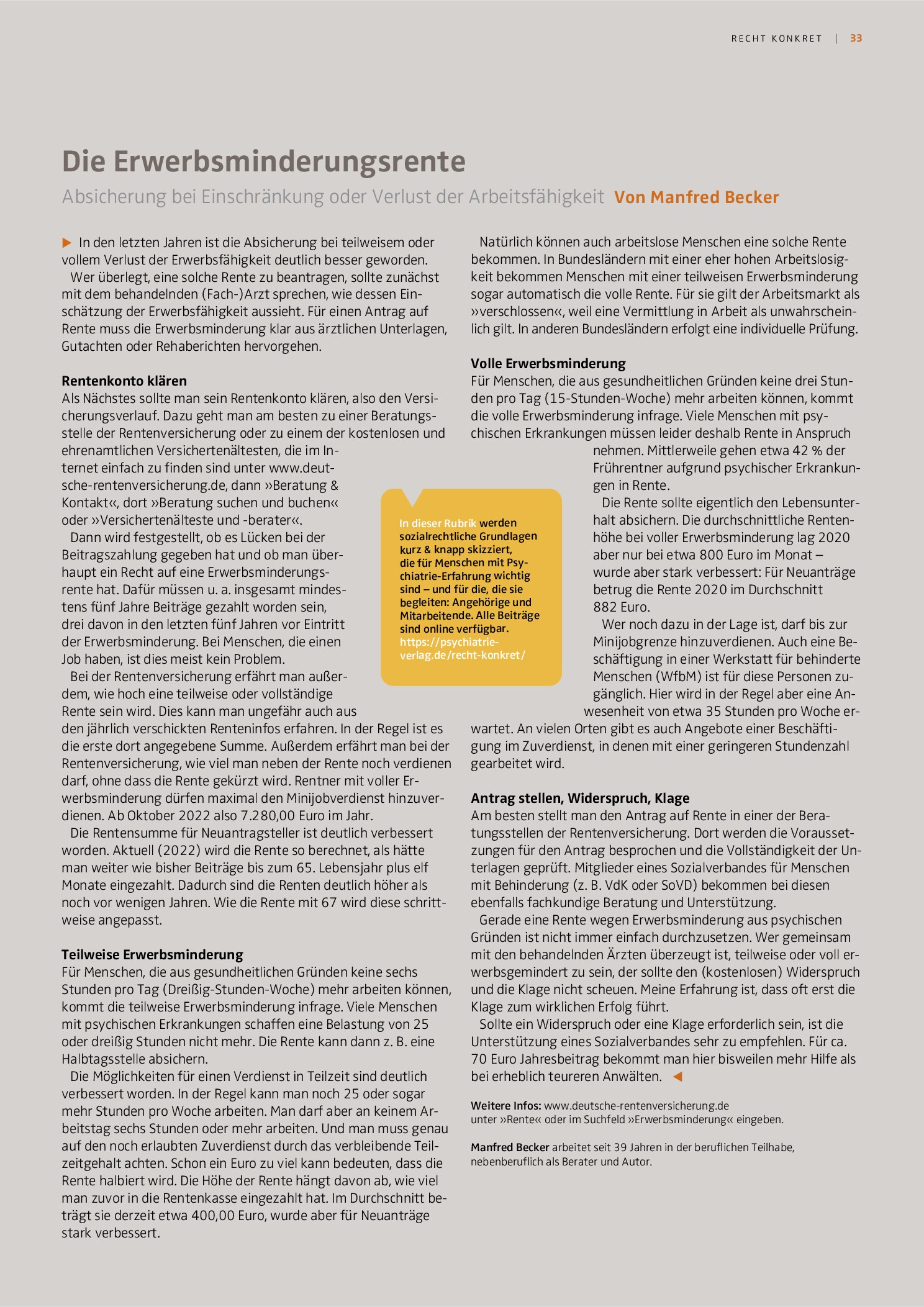 Vorschauseite 1: Die Erwerbsminderungsrente