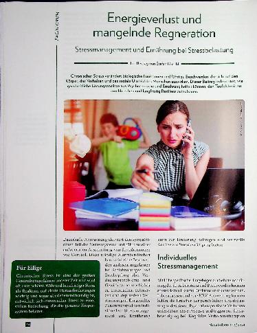 Vorschauseite 1: Energieverlust und mangelnde Regeneration Stressmanagement und Ernährung bei Stressbelastung