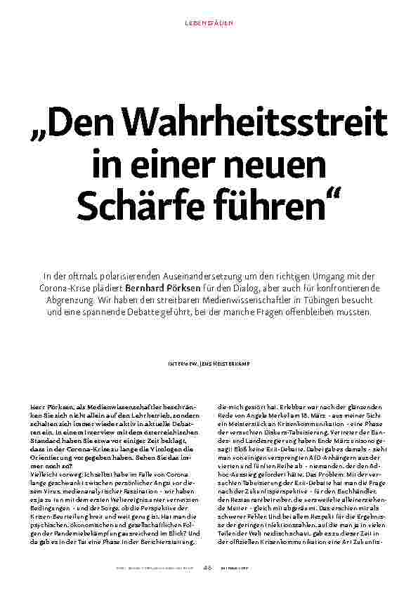 Vorschauseite 1: Den Wahrheitsstreit in einer neuen Schärfe führen.