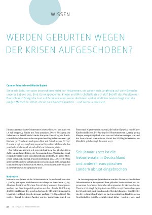 Vorschauseite 1: Werden Geburten wegen der Krisen aufgeschoben?