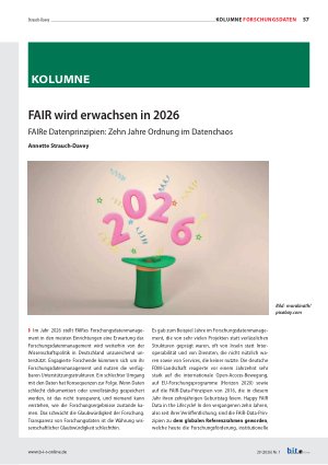 Vorschauseite 1: FAIR wird erwachsen in 2026 FAIRe Datenprinzipien: Zehn Jahre Ordnung im Datenchaos
