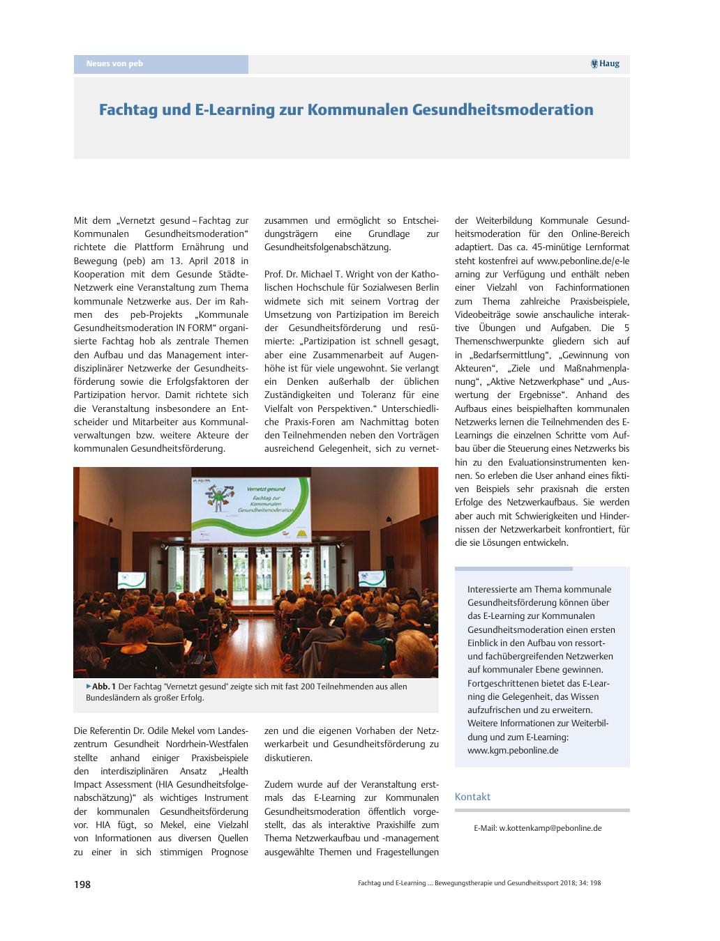 Vorschauseite 1: Fachtag und E-Learning zur Kommunalen Gesundheitsmoderation