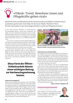 Vorschauseite 1: »Tiktok-Trend: Bewohner: innen und Pflegekräfte gehen viral«