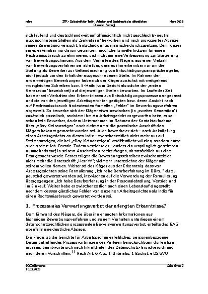 Vorschauseite 5: Keine AGG-Entschädigung bei Rechtsmissbrauch