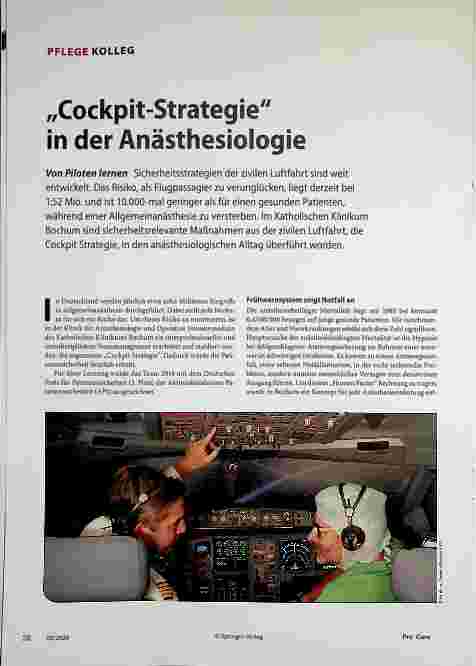 Vorschauseite 1: "Cockpit-Strategie" in der Anästhesiologie