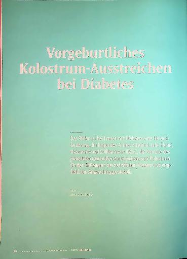 Vorschauseite 1: Vorgeburtliche Kolostrum-Ausstreichen bei Diabetes