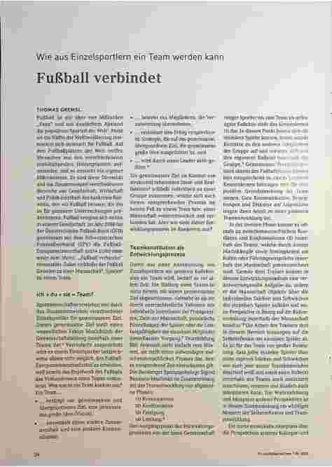 Vorschauseite 1: Wie aus Einzelsportlern ein Team werden kann: Fußball verbindet.