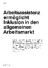 Vorschauseite 1: Arbeitsassistenz ermöglicht Inklusion in den allgemeinen Arbeitsmarkt.