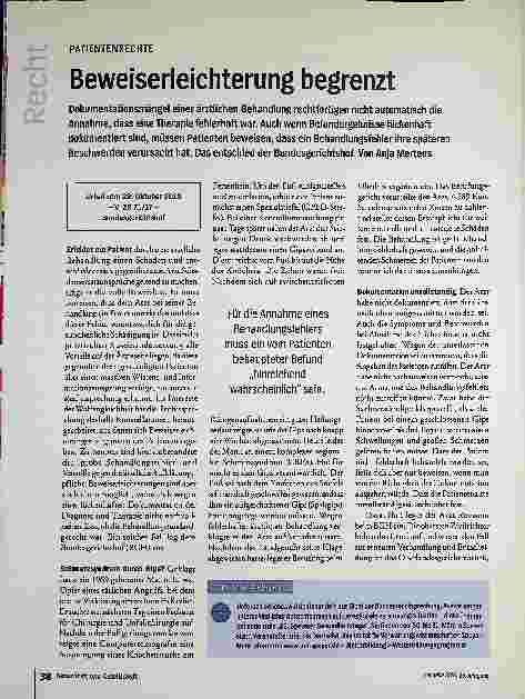 Vorschauseite 1: Beweiserleichterung begrenzt
