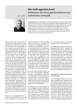 Vorschauseite 1: Was heißt eigentlich Krise? Reflexionen über einen gesellschaftlichen und individuellen Leitbegriff