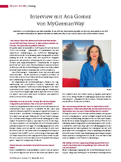 Vorschauseite 1: Interview mit Ana Gomez von MyGermanWay