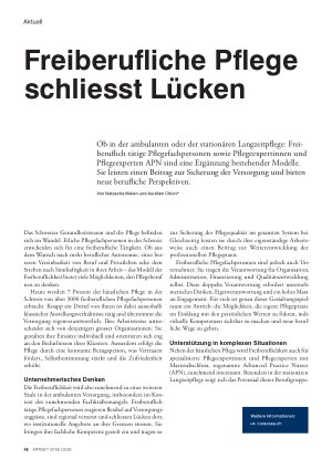 Vorschauseite 1: Freiberufliche Pflege schliesst Lücken