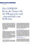 Vorschauseite 1: Die COVID-19-Krise als Chance für die Pflegepraxis und -wissenschaft: eine Reflexion