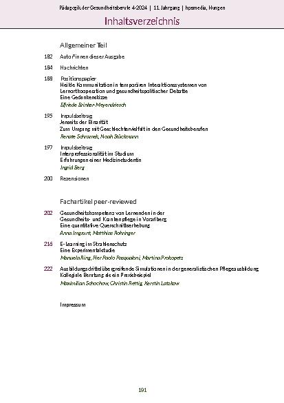 Vorschauseite 3: Pädagogik der Gesundheitsberufe 4-2024