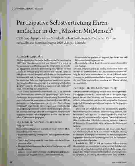 Vorschauseite 1: Partizipative Selbstvertretung Ehrenamtlicher in der „Mission MitMensch“