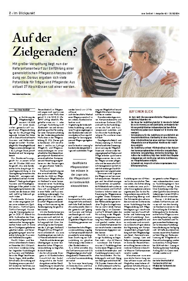 Vorschauseite 1: Auf der Zielgeraden?