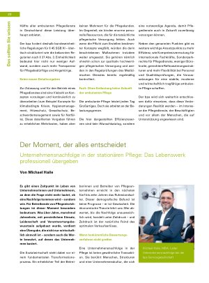 Vorschauseite 1: Der Moment, der alles entscheidet Unternehmensnachfolge in der stationären Pflege: Das Lebenswerk professionell übergeben