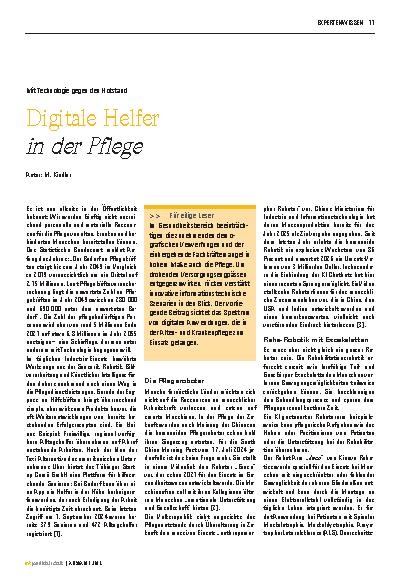 Vorschauseite 1: Digitale Helfer in der Pflege