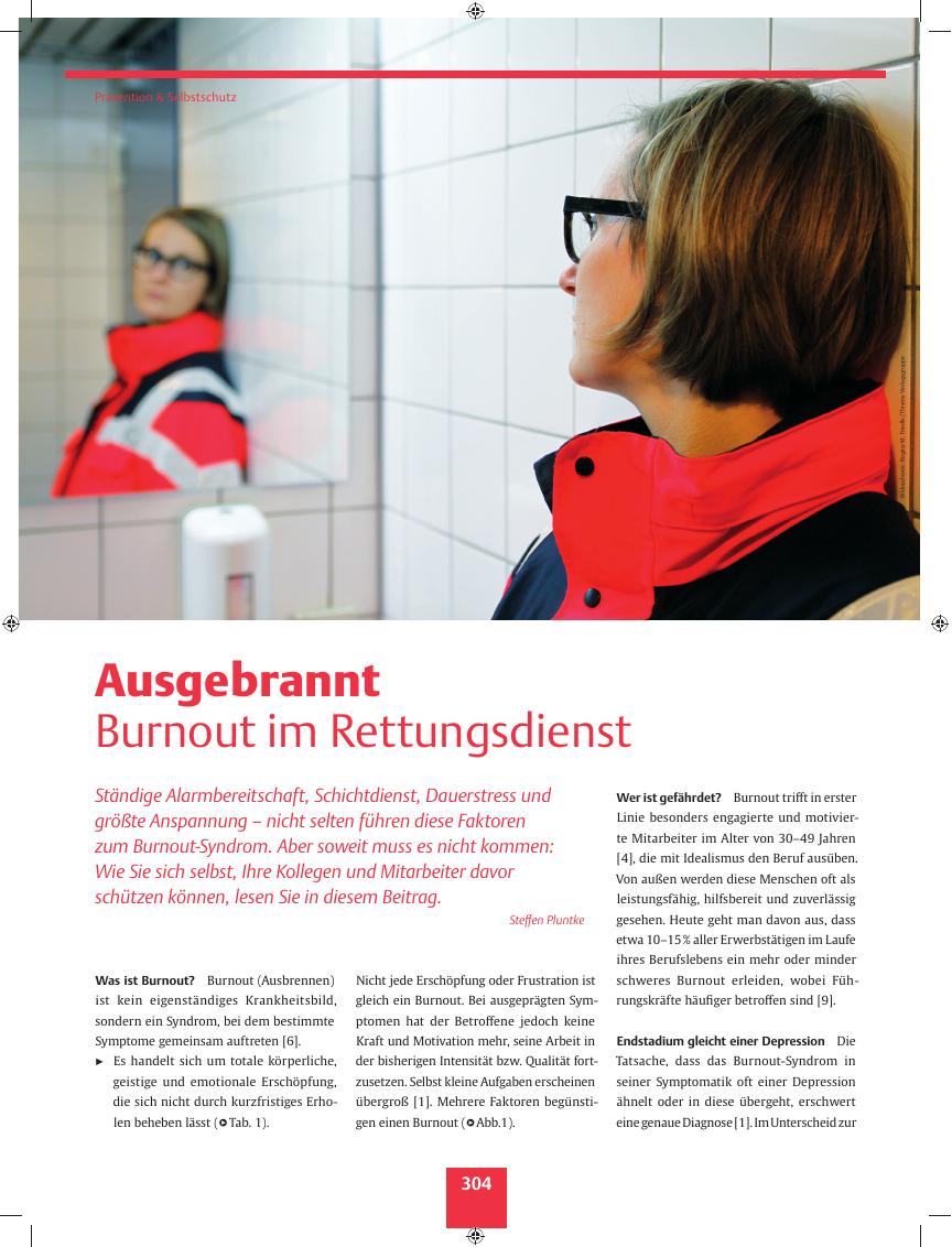 Vorschauseite 1: Ausgebrannt ? Burnout im Rettungsdienst