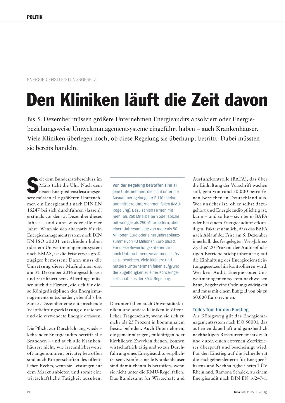 Vorschauseite 1: Den Kliniken läuft die Zeit davon