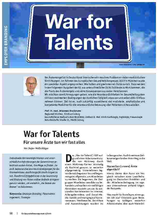 Vorschauseite 1: War for Talents: Für unsere Ärzte tun wir fast alles.