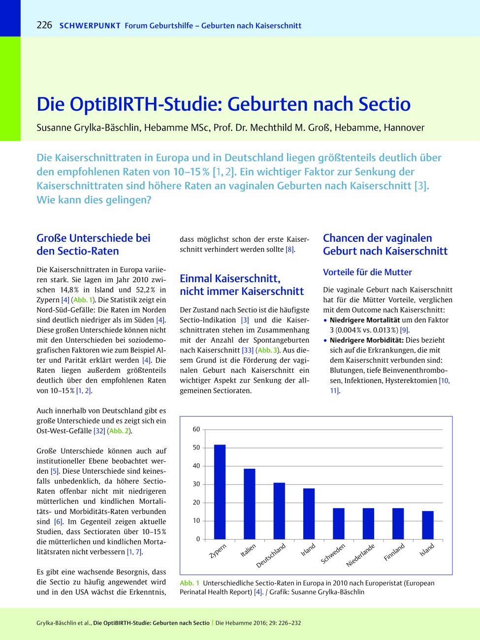 Vorschauseite 1: Die OptiBIRTH-Studie: Geburten nach Sectio