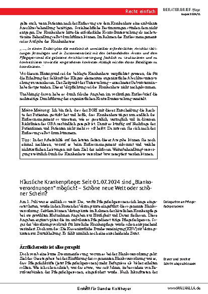 Vorschauseite 3: Beraterbrief Pflege Heft 15-2024
