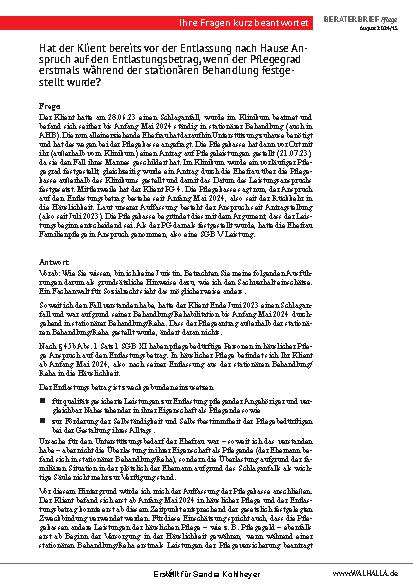Vorschauseite 6: Beraterbrief Pflege Heft 15-2024