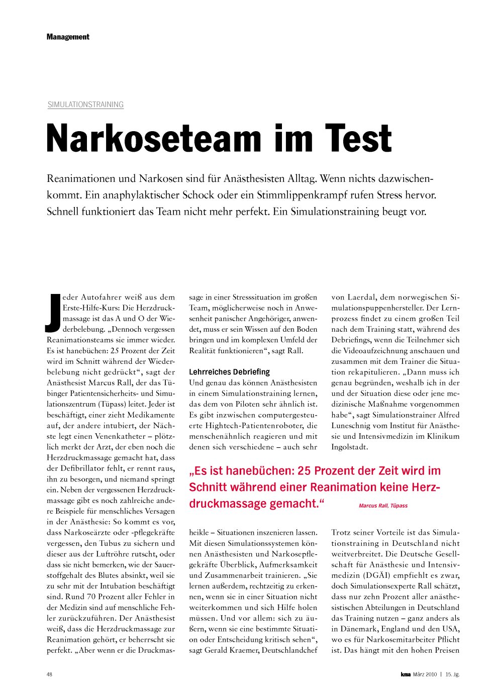 Vorschauseite 1: Narkoseteam im Test