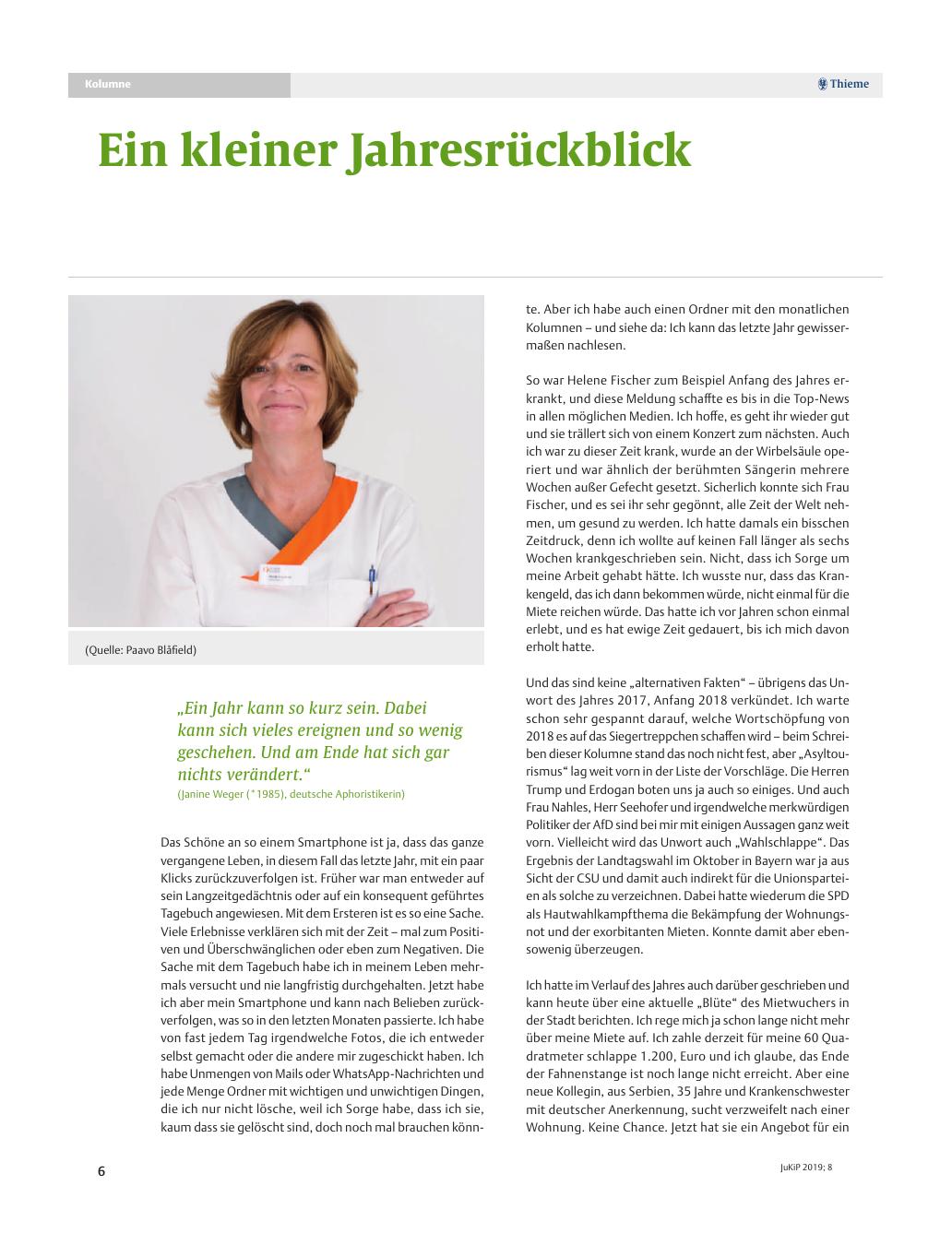 Vorschauseite 1: Ein kleiner Jahresrückblick