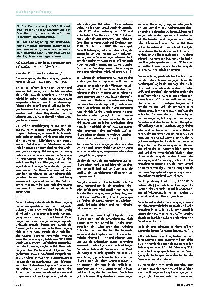 Vorschauseite 2: 14. Zur langjährigen Unterbringung Schlagworte: Unverhältnismäßigkeit langjähriger Unterbringung auf Akutstation