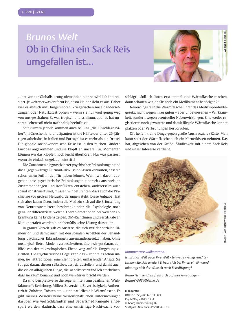 Vorschauseite 1: Brunos Welt ? Ob in China ein Sack Reis umgefallen ist?