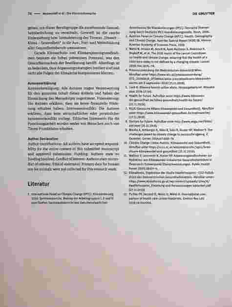 Vorschauseite 3: Die Klimawoche: Information des Gesundheitspersonals über das Thema auf wissenschaftlicher Basis