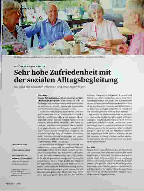 Vorschauseite 1: Sehr hohe Zufriedenheit mit der sozialen Alltagsbegleitung. Die Sicht der betreuten Personen und ihrer Angehörigen.