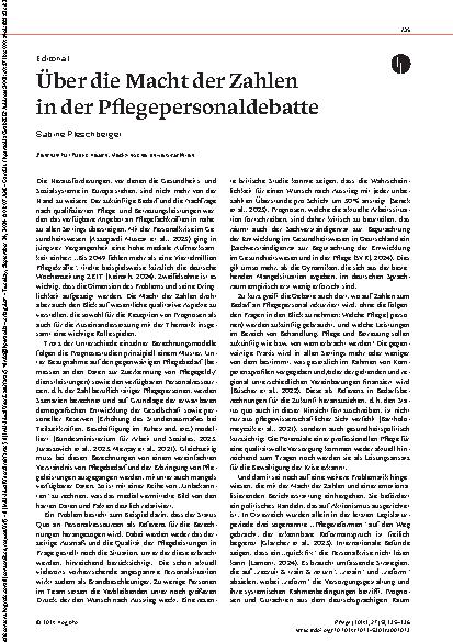 Vorschauseite 1: Über die Macht der Zahlen in der Pflegepersonaldebatte