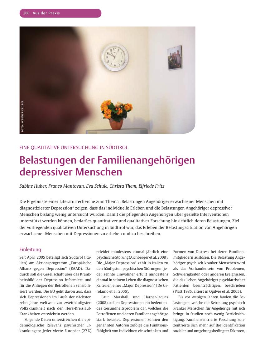 Vorschauseite 1: Belastungen der Familienangehörigen depressiver Menschen