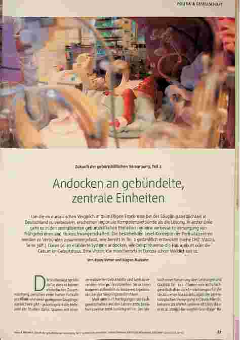Vorschauseite 1: Zukunft der geburtshilflichen Versorgung, Teil 2: Andocken an gebündelte, zentrale Einheiten