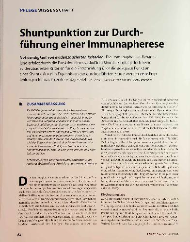 Vorschauseite 1: Shuntpunktion zur Durchführung einer Immunapherese