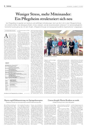 Vorschauseite 1: Weniger Stress, mehr Miteinander: Ein Pflegeheim strukturiert sich neu