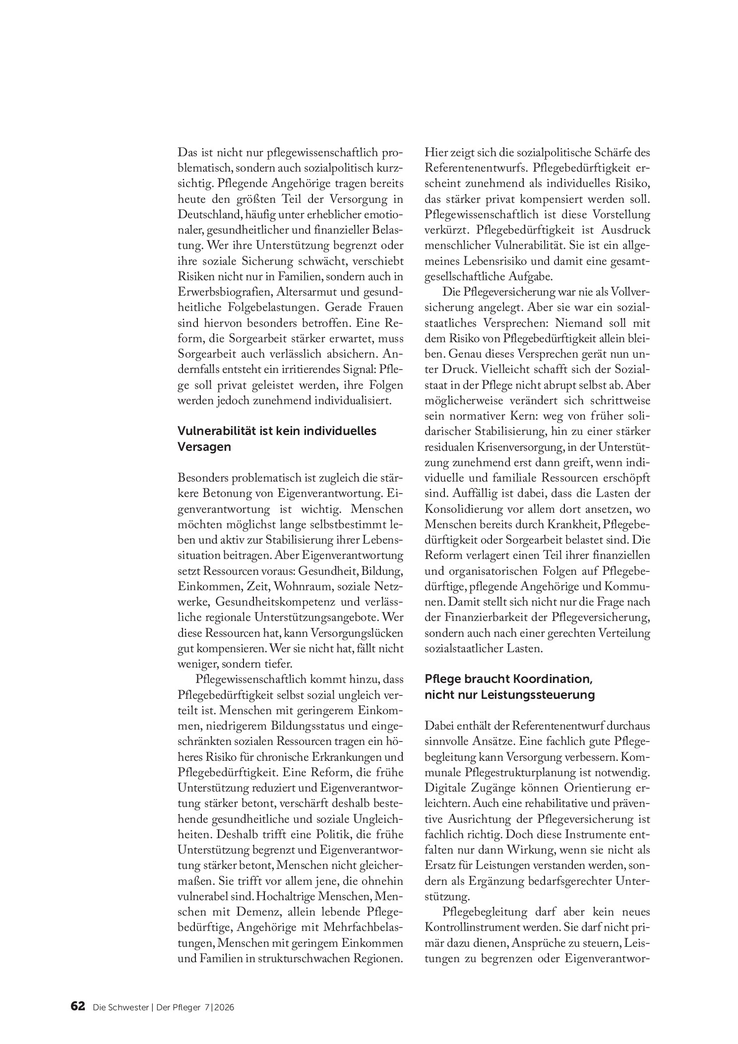 Vorschauseite 3: Pflegereform mit Widerspruch