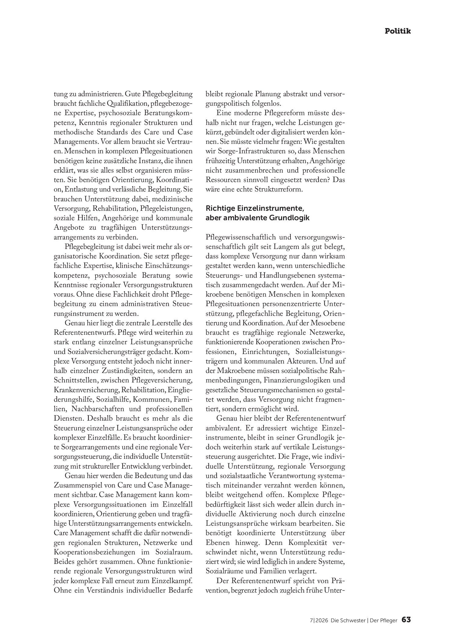 Vorschauseite 4: Pflegereform mit Widerspruch